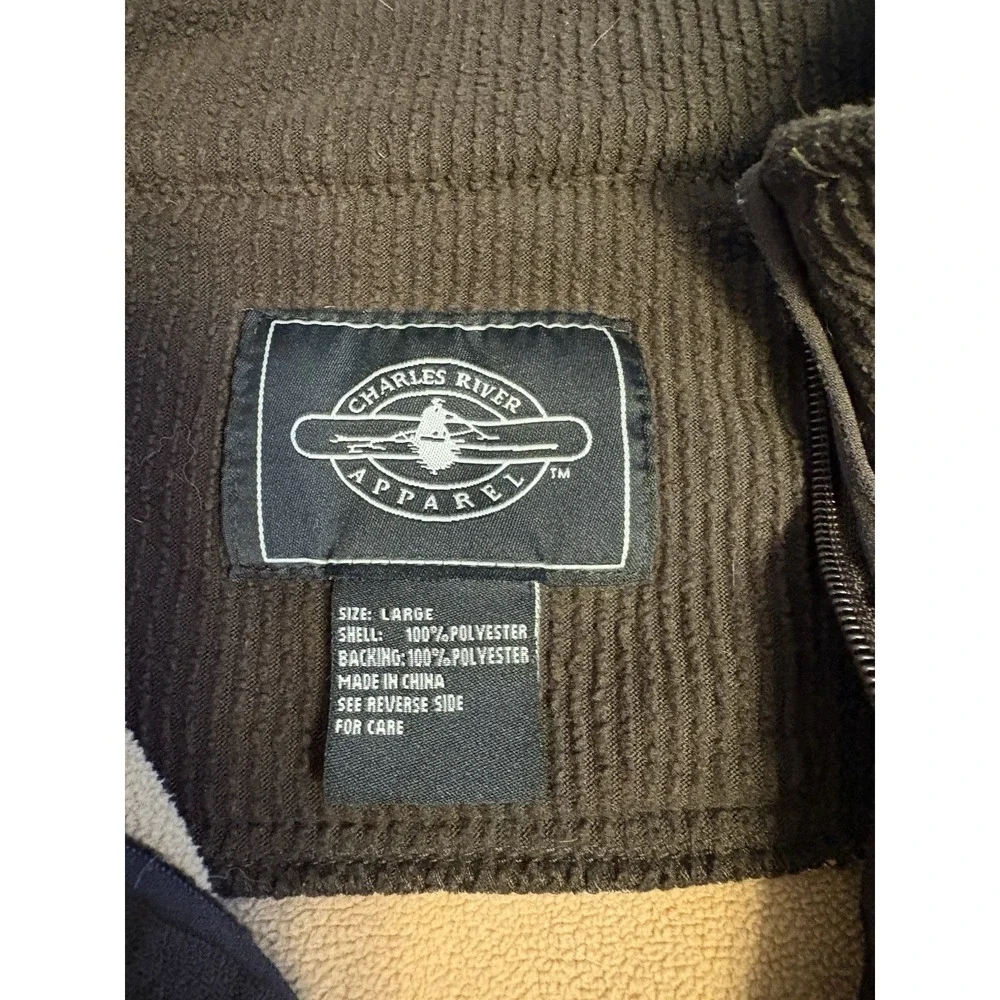 Charles River Men's 1/4 Zip Ribbed Fleece Pull Over, John Deere, Brown, Large